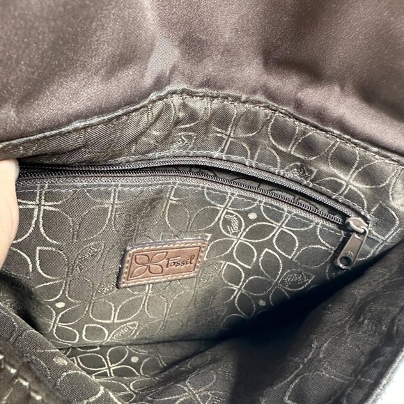 Fossil Brown Leather Saddle Crossbody Messenger Flap Bag - Picture 12 of 12
